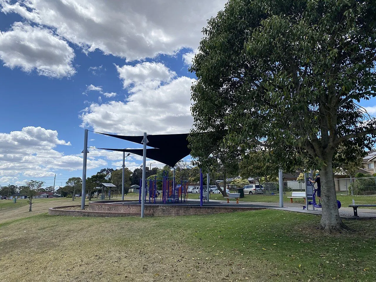 Aubrey Keech Reserve is park in Hinchinbrook, New South Wales. It features sporting fields, play equipment, a parking lot, and outdoor exercise equipment. The playing fields are leased and maintained 